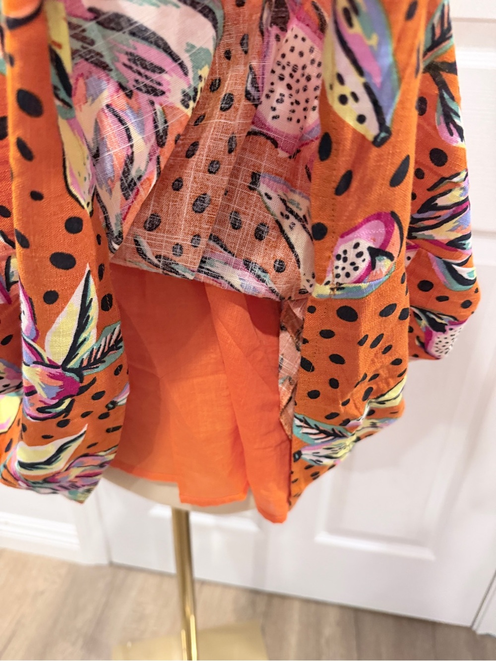 Kourt Women's Orange Fruit Print  Square-Neck Mini Dress with Flutter Sleeves - Picture 11 of 16